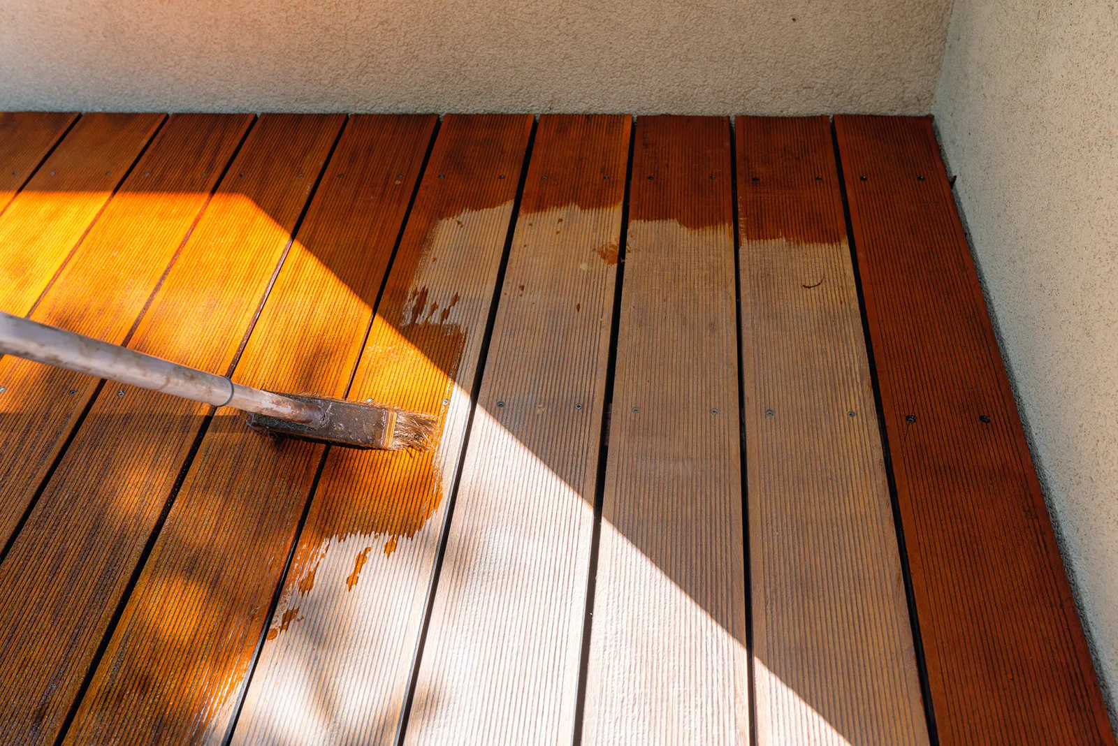 Stain products used for a deck and log cabin staining project